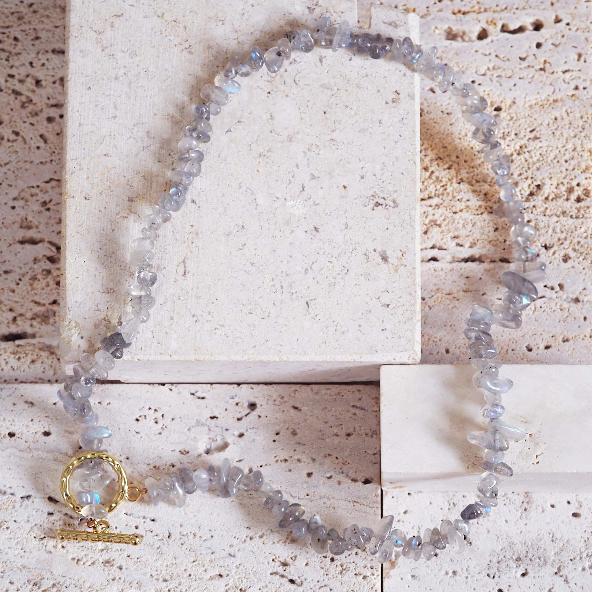 indie and harper Natural Gemstone Lariat labradorite Necklace