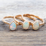 indie and harper october birthstone opal rings in rose gold