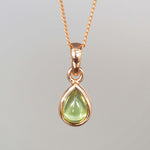 indie and harper rose gold august birthstone peridot necklace