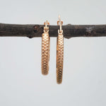 indie and harper rose gold waterproof hoop earrings in medium and large sizes