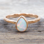 indie and harper rose gold october birthstone opal ring