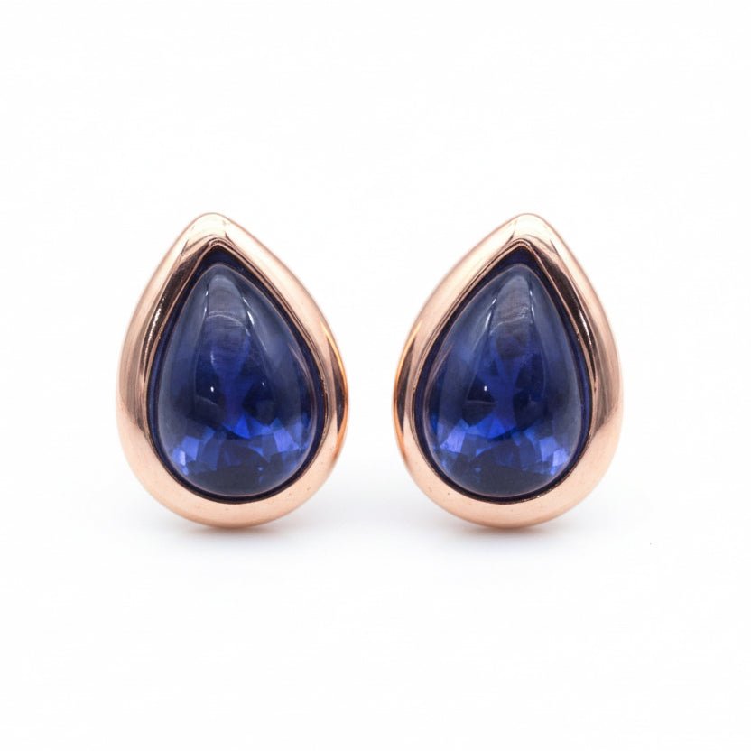 rose gold september birthstone sapphire earrings by indie and harper