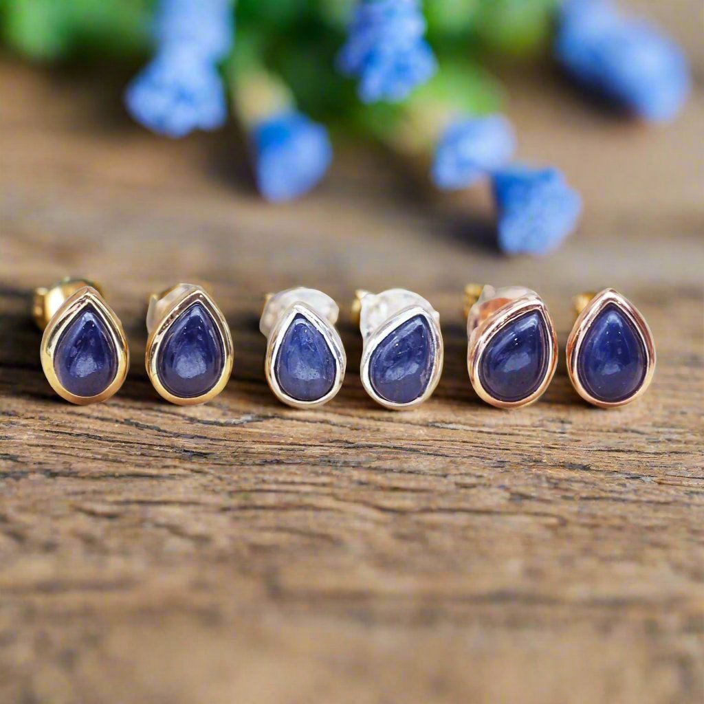September Birthstone Sapphire Earrings in gold, silver and rose gold - womens jewellery by australian jewellery brand indie and harper