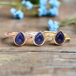 september birthstone sapphire rings in rose gold, silver and gold by indie and harper