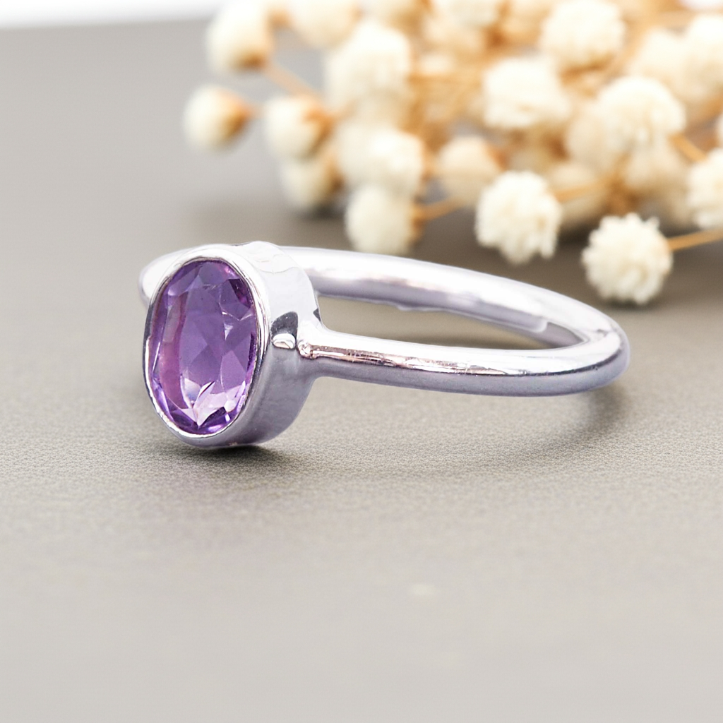 indie and harper sterling silver dainty amethyst ring