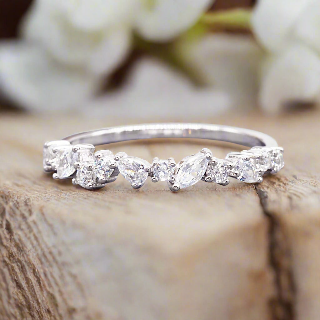 Indie and Harper dainty sterling silver cetus ring embellished with cubic zirconias