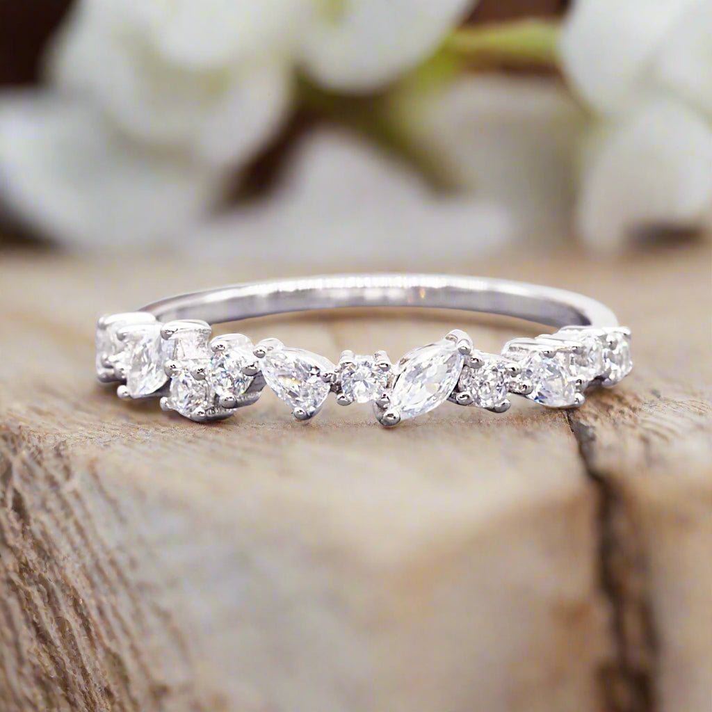 dainty sterling silver cetus ring embellished with cubic zirconias