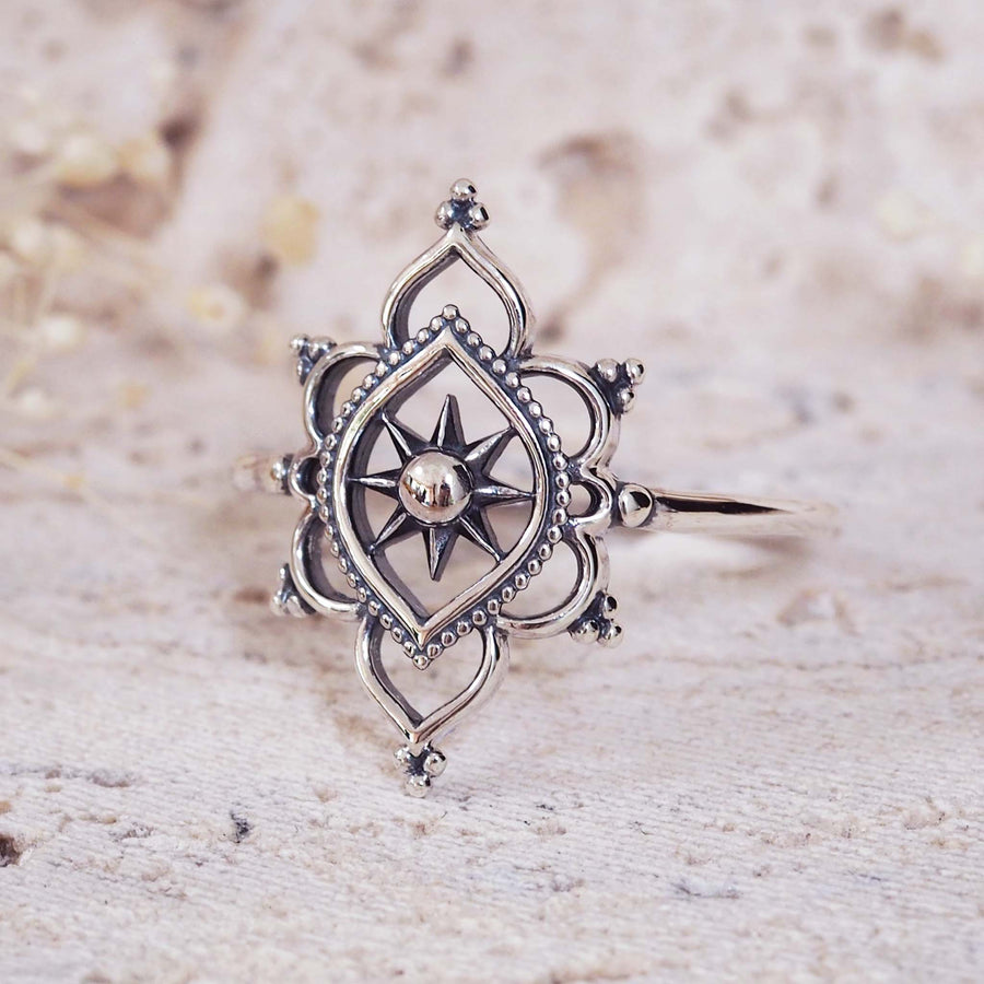Silver Guiding Star Mandala Ring indie and harper