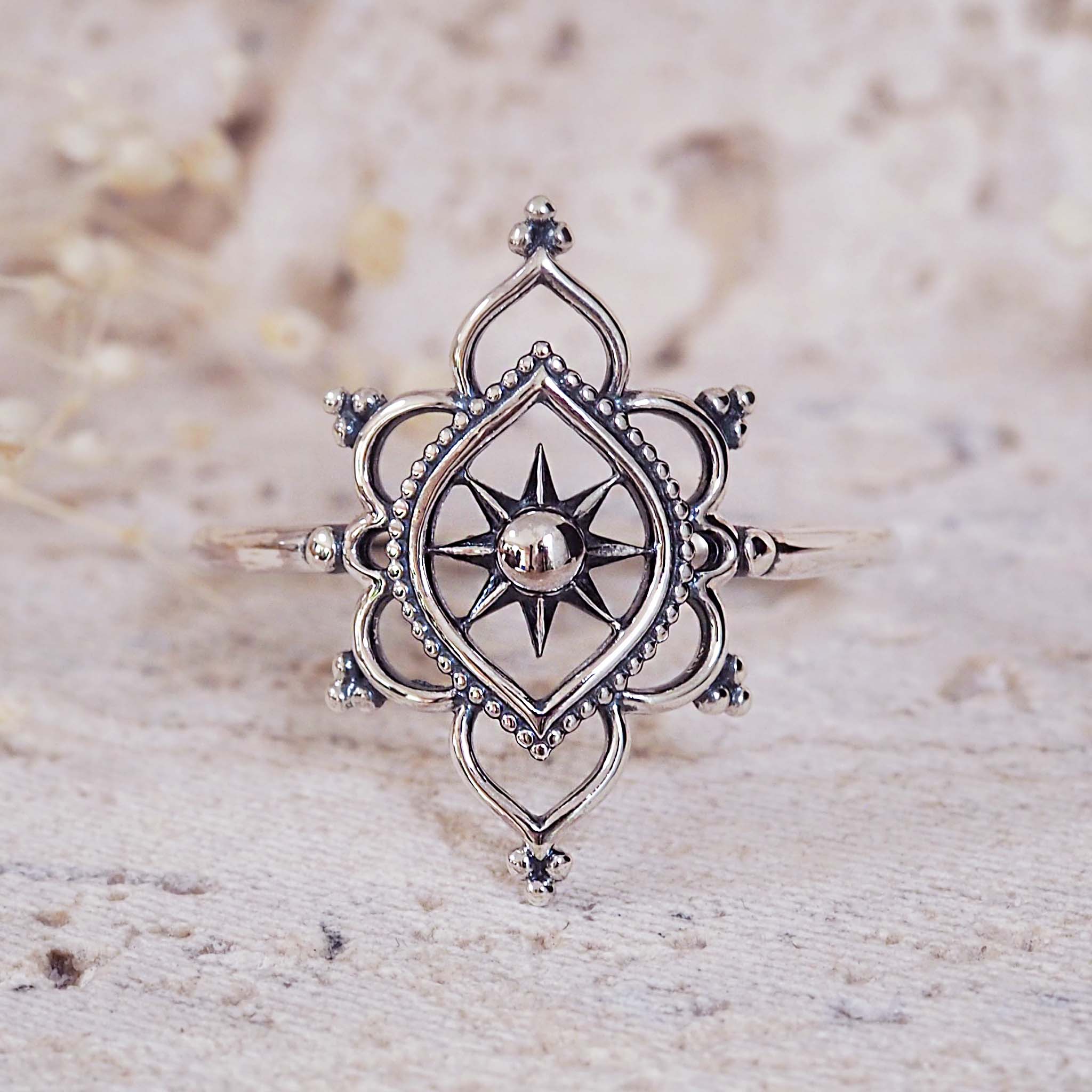 sterling silver mandala ring for women by indie and harper