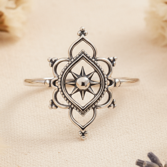 sterling silver guiding star mandala ring by indie and harper australia