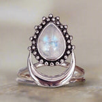 Indie and Harper sterling silver half moon moonstone ring - moonstone jewellery australia