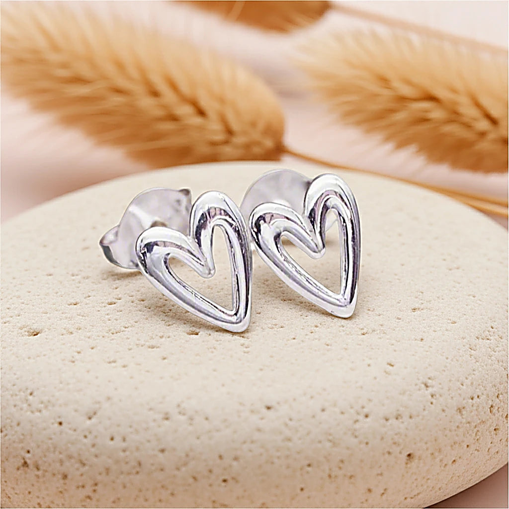 sterling silver heart stud earrings by indie and harper australia