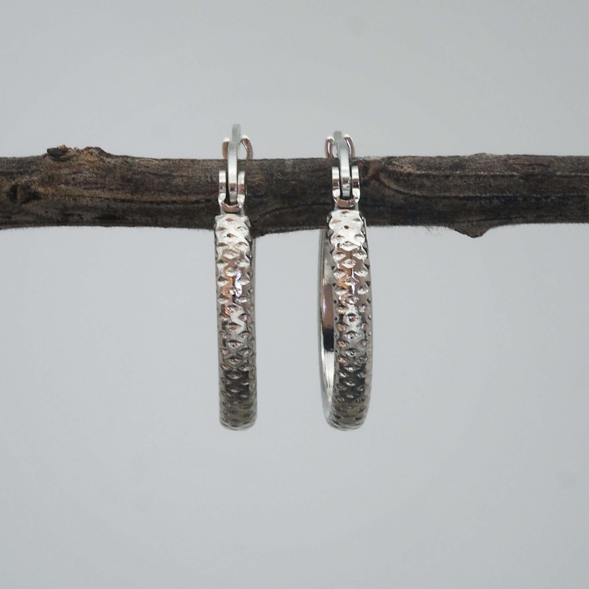 indie and harper waterproof silver hoop earrings in medium size