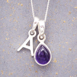 indie and harper sterling silver initial and february birthstone amethyst necklace