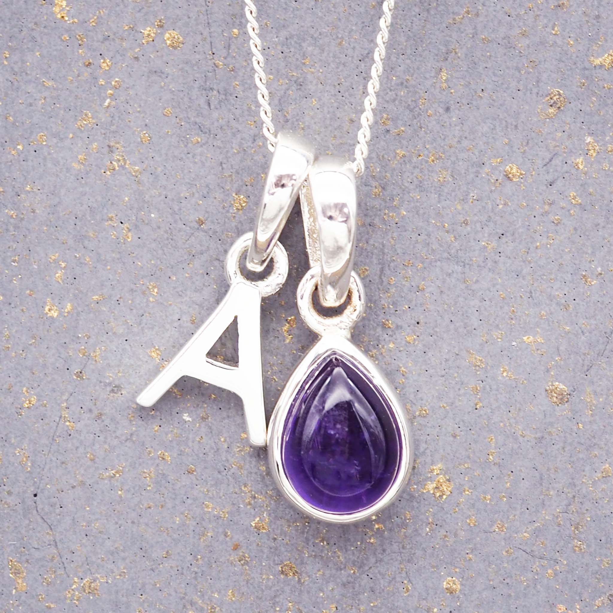 indie and harper sterling silver initial and february birthstone amethyst necklace