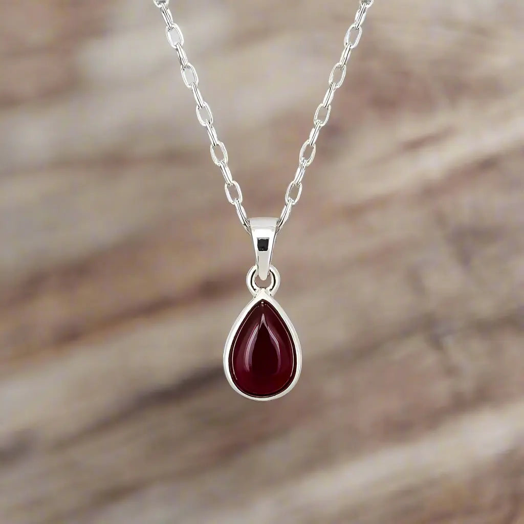 indie and harper sterling silver january birthstone garnet necklace