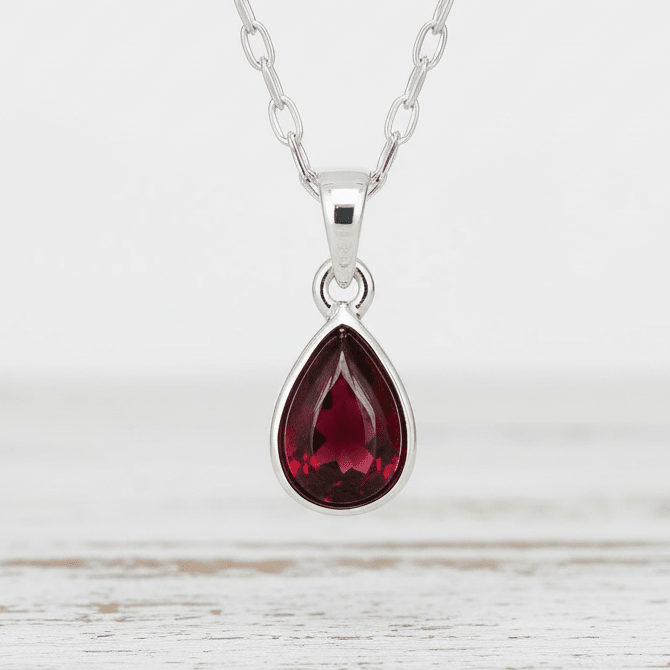 indie and harper sterling silver january birthstone garnet necklace
