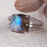 silver Labradorite double twist Ring by indie and harper Australia 