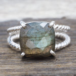 silver Labradorite double twist Ring by indie and harper Australia 