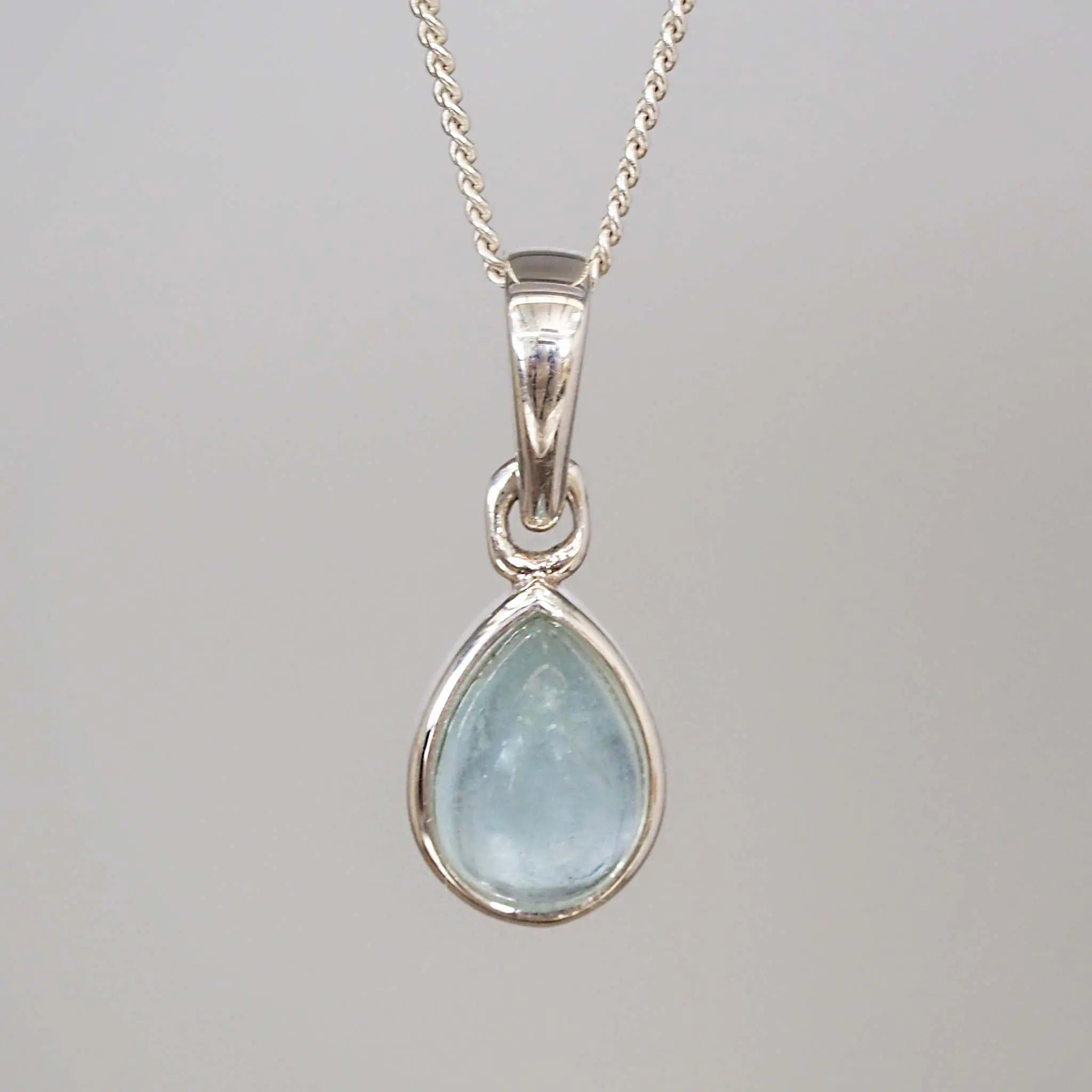 indie and harper Sterling Silver March birthstone aquamarine necklace 