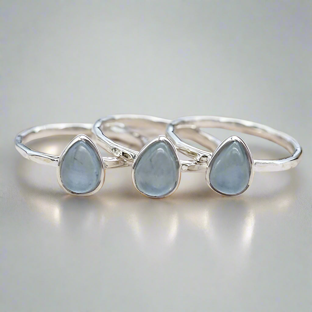 indie and harper sterling silver march birthstone aquamarine rings