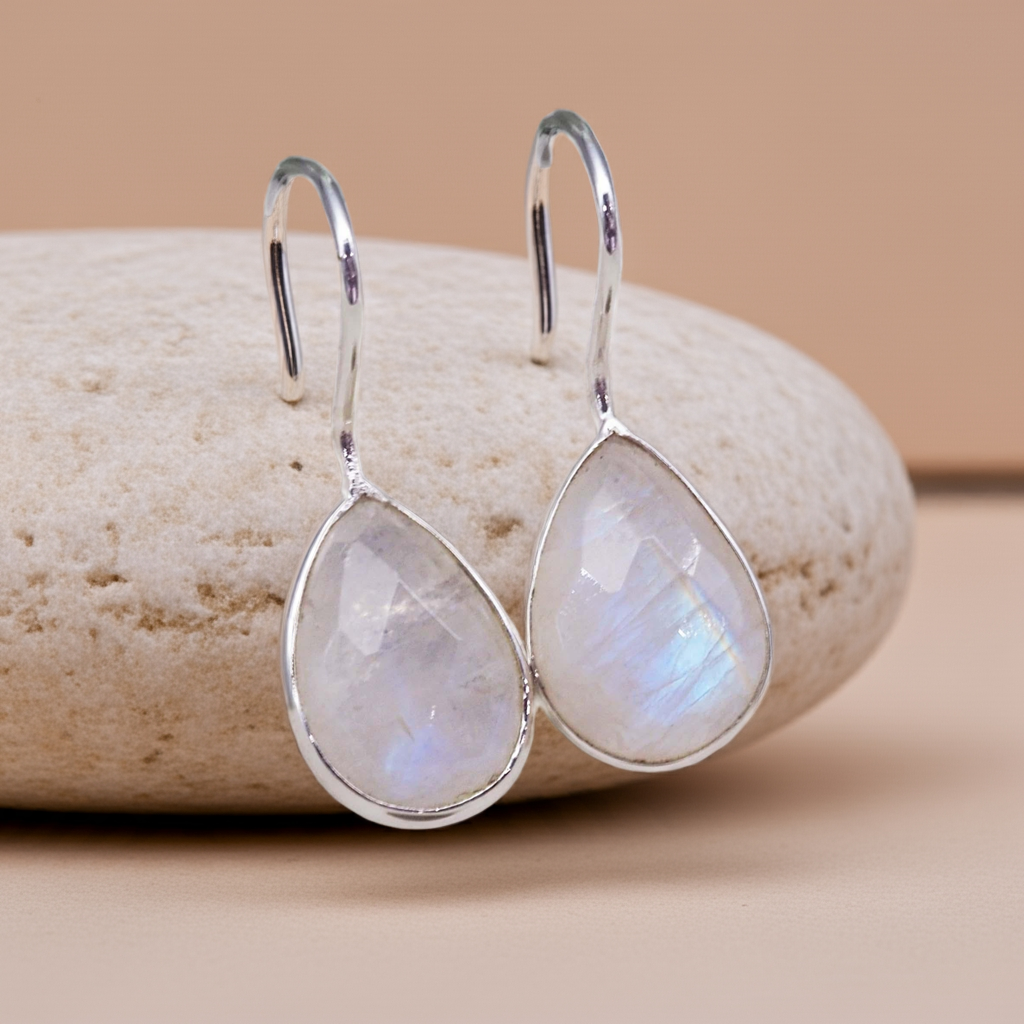 indie and harper sterling silver drop moonstone earrings