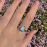 indie and harper Sterling silver moonstone ring being worn