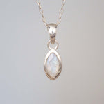 indie and harper sterling silver natural rainbow moonstone necklace