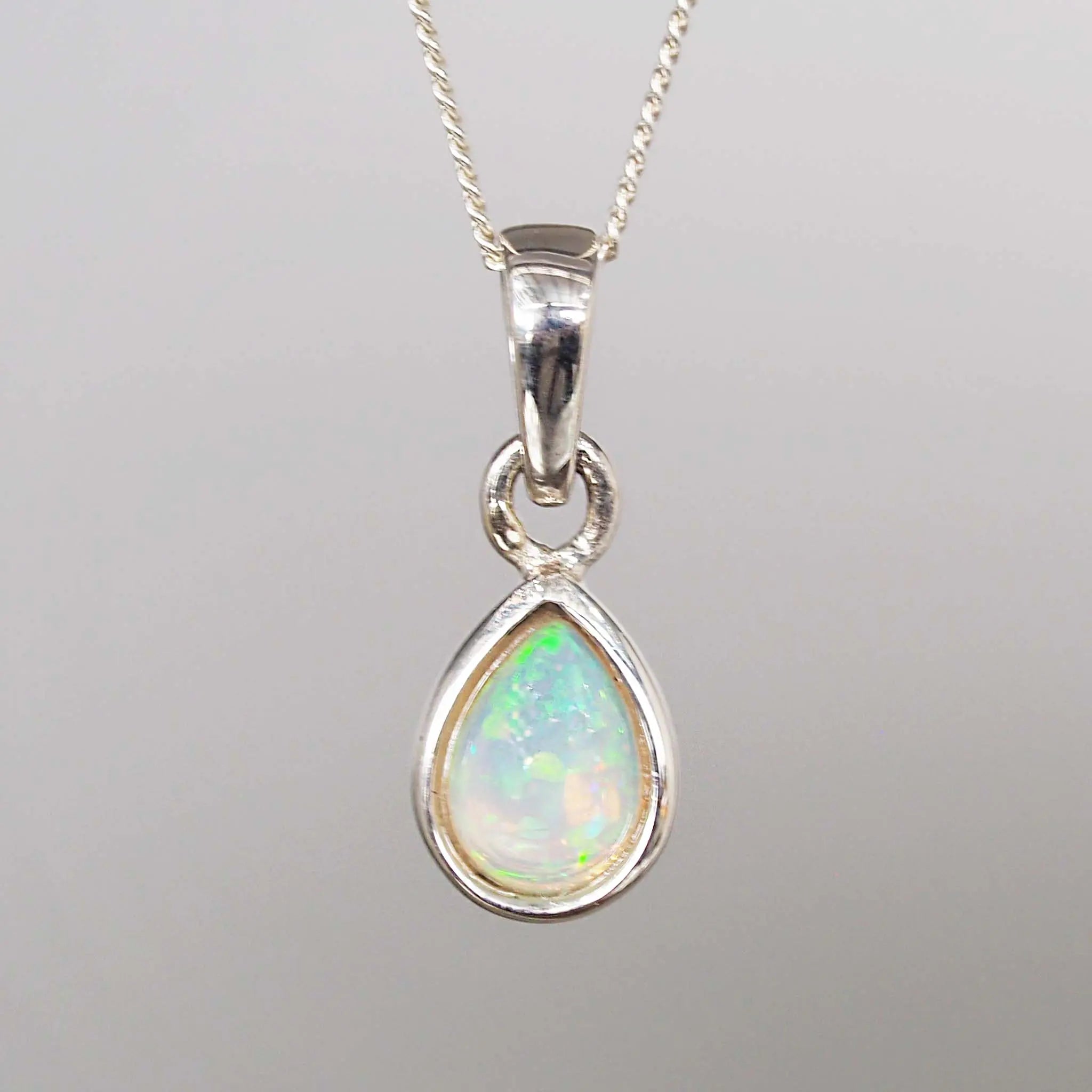 sterling Silver october birthstone opal necklace by indie and harper australia