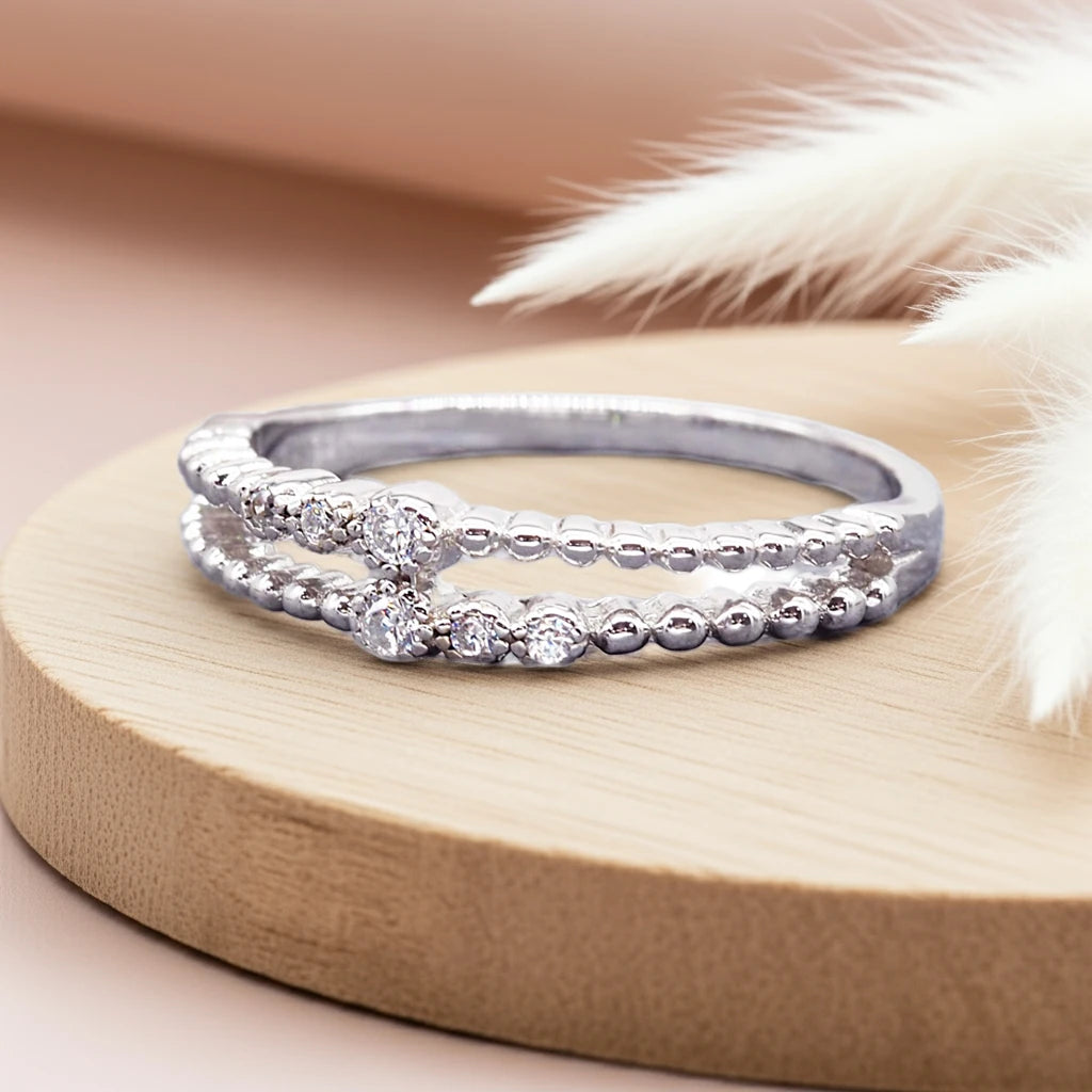 dainty sterling silver ring with CZs by indie and harper australian jewellery