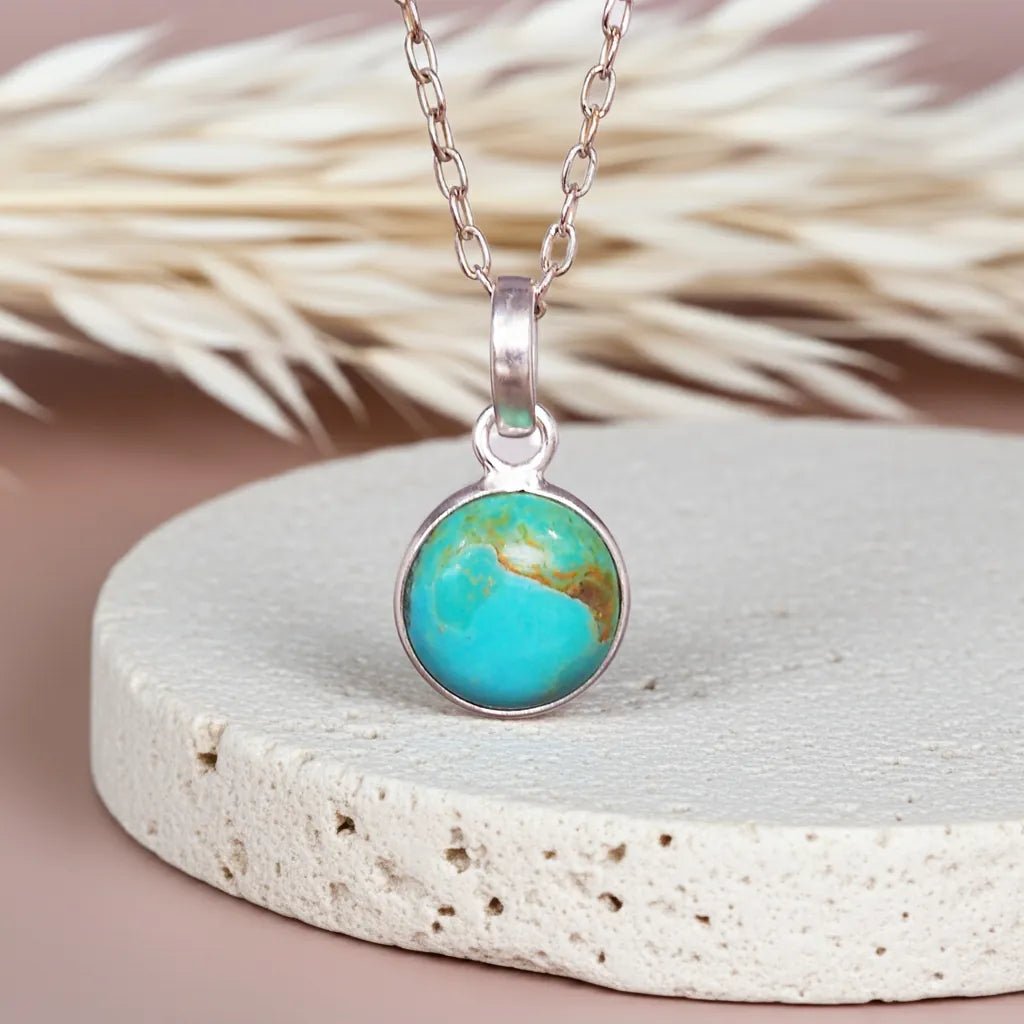sterling silver dainty turquoise necklace