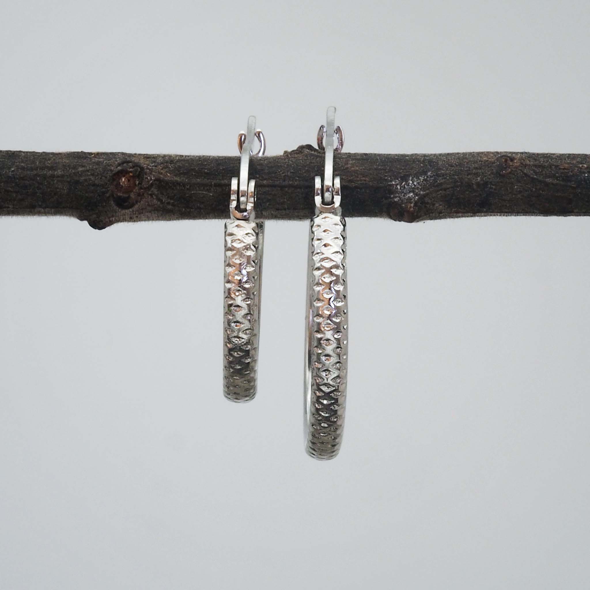 indie and harper stainless steel silver waterproof hoop earrings