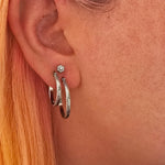 indie and harper silver waterproof hoop earrings in medium and large