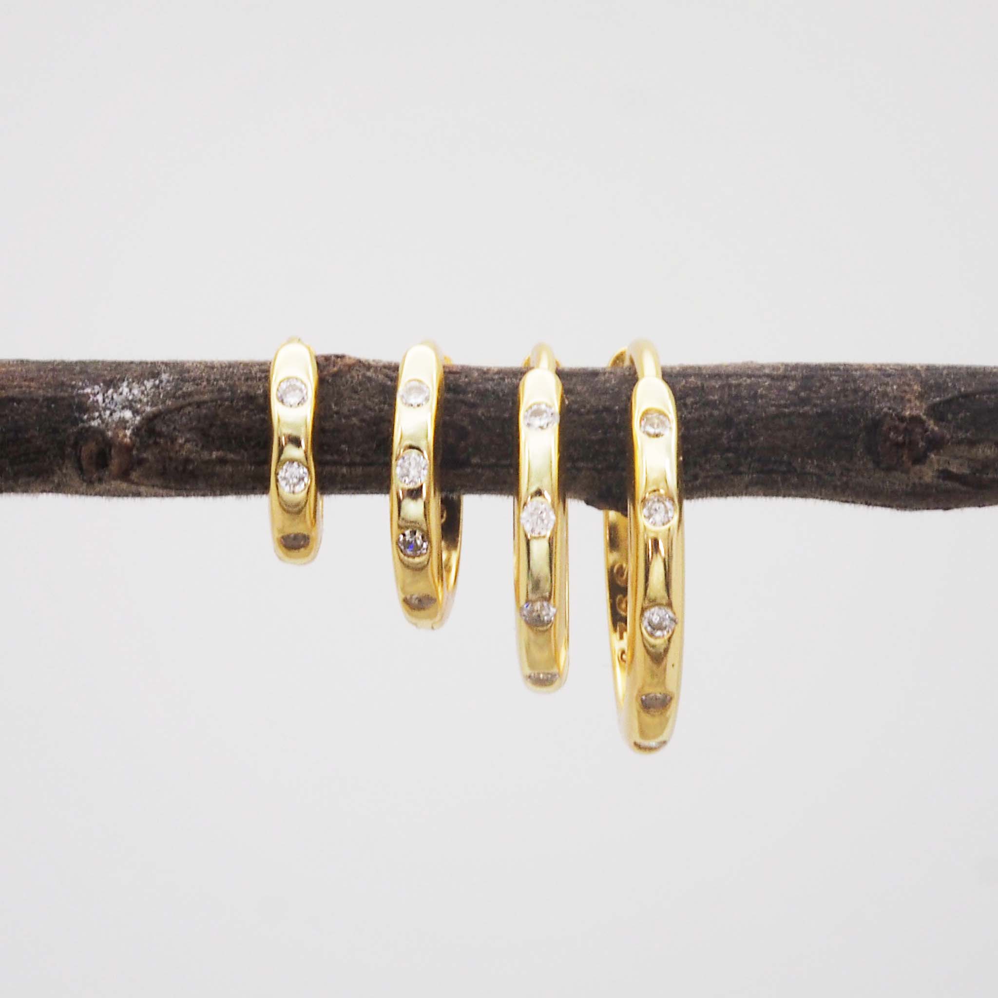 indie and harper gold Hoop earrings with cubic zirconias - Four different sized hoop earrings