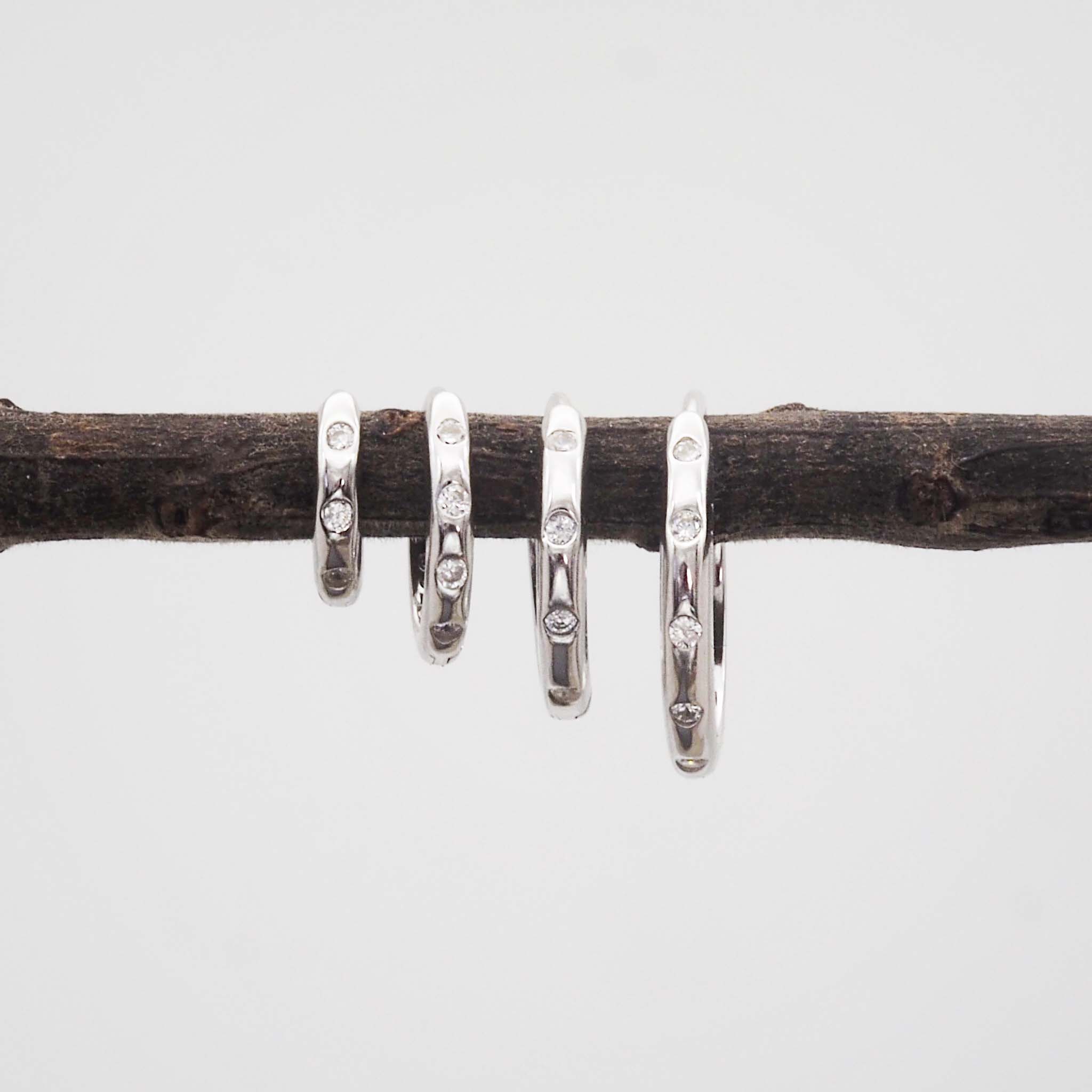 indie and harper silver Hoop earrings with cubic zirconias - Four different sized hoop earrings