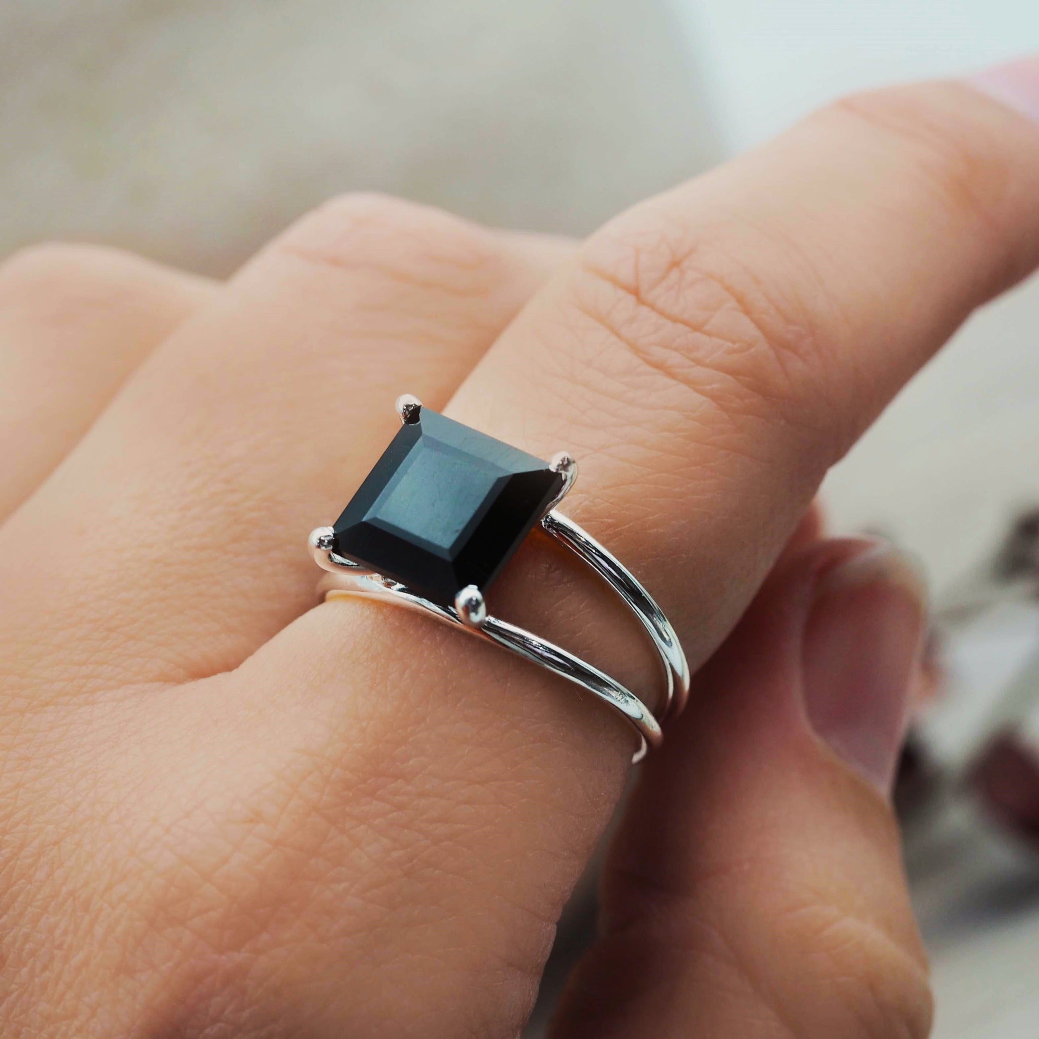 sterling silver square black onyx ring by indie and harper Australia 