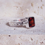 indie and harper natural garnet gemstone ring with sterling silver