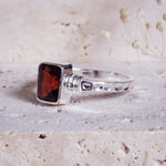  indie and harper natural gemstone ring made with garnet and sterling silver