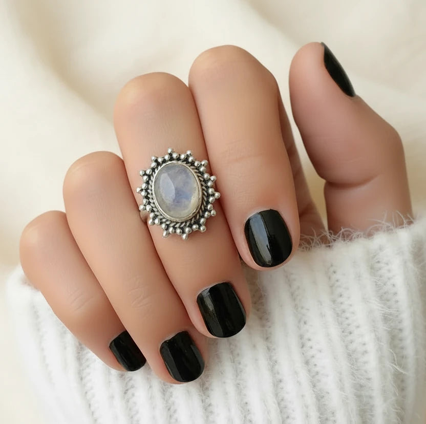 sterling silver sun moonstone ring by indie and harper australia