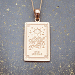 indie and harper the star tarot necklace in rose gold
