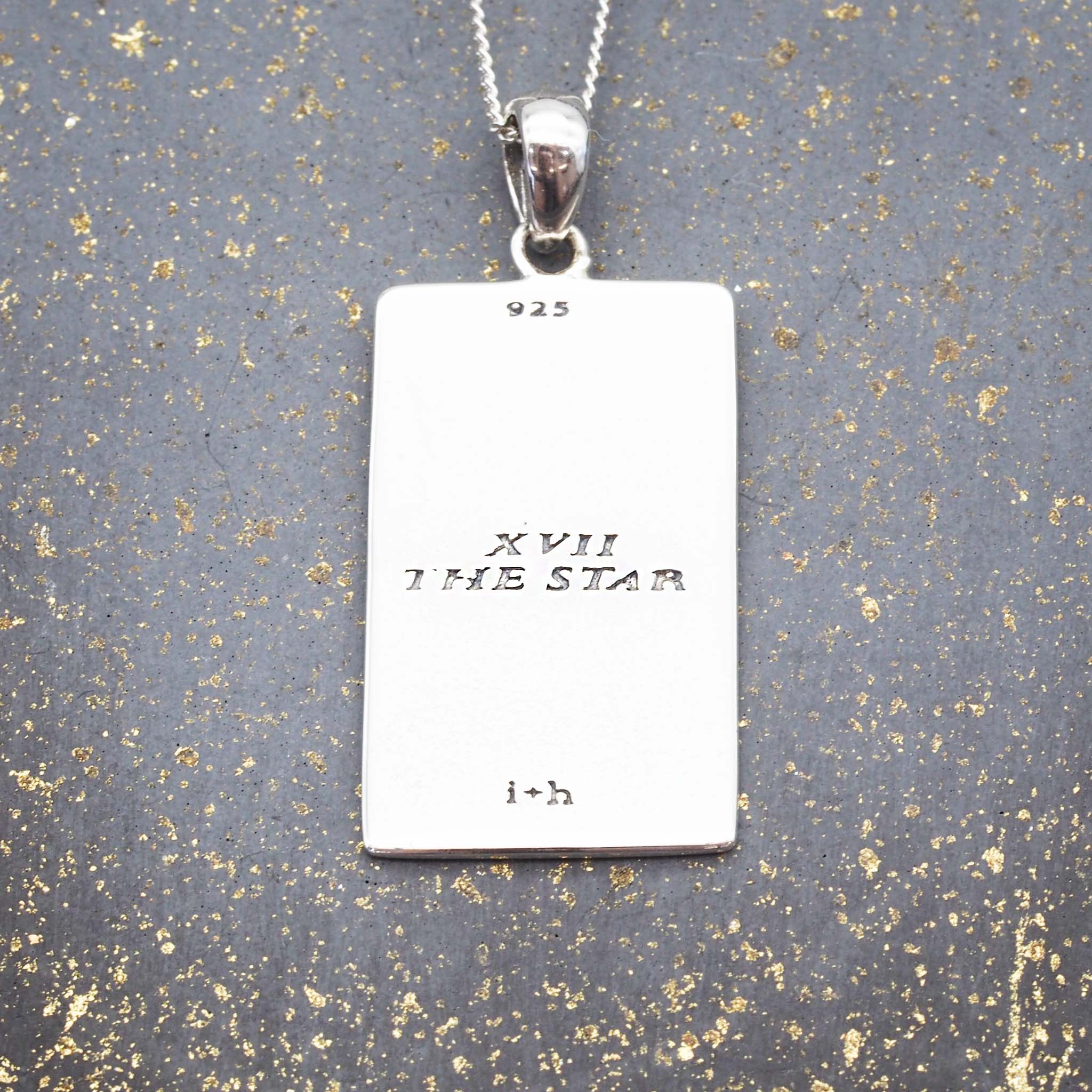 indie and harper Back of the star tarot necklaces in Sterling silver