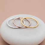 indie and harper dainty stacker rings in silver, rose gold and gold
