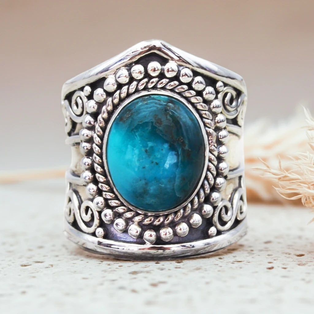 sterling silver tribal turquoise ring by indie and harper australian jewellery