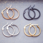 indie and harper stainless steel hoop earrings made with silver, gold, rose gold and black plating - waterproof jewellery