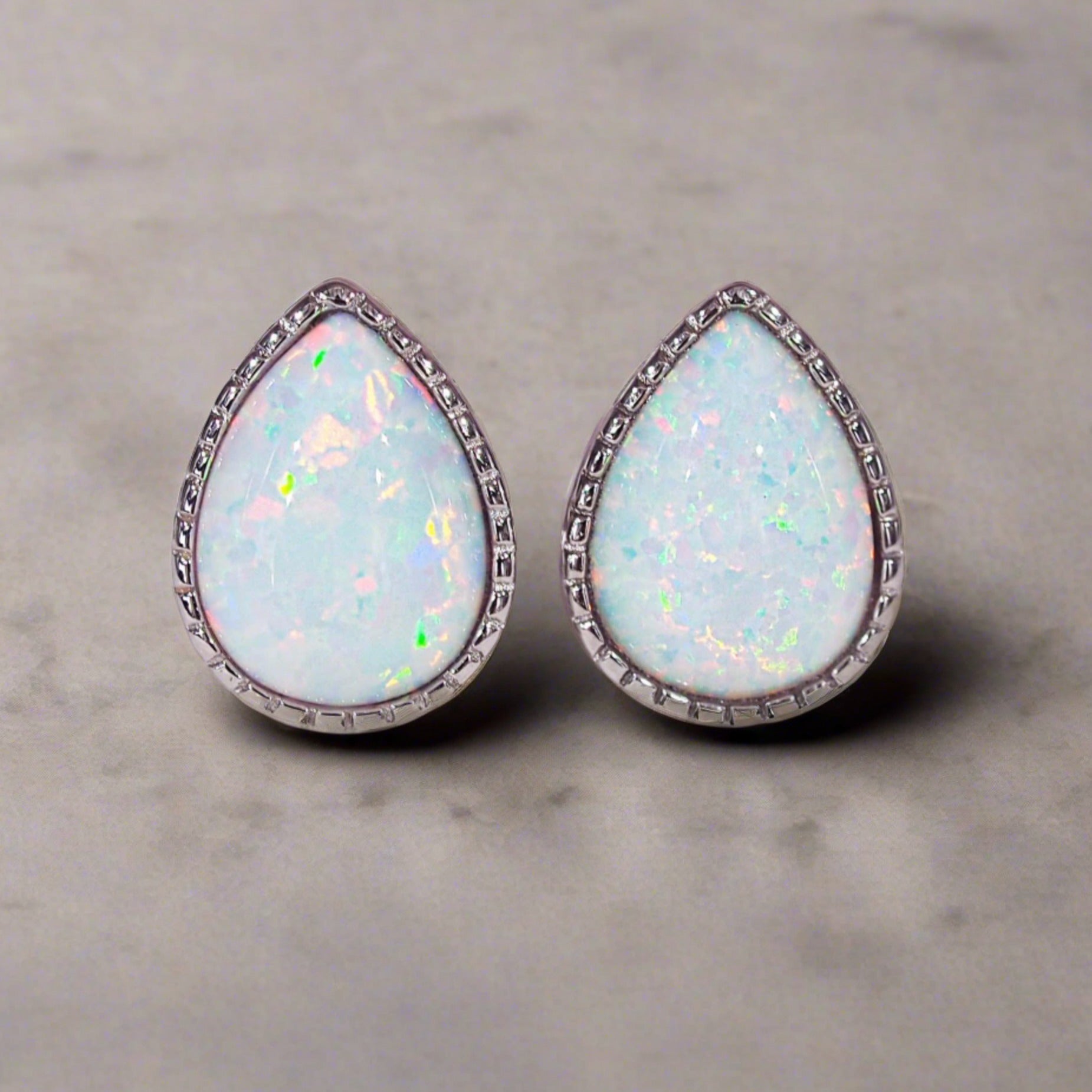 White Opal Earrings by indie and harper australia