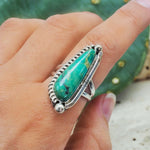 indie and harper sterling silver Navajo Half Twist Turquoise Ring being worn