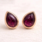 Rose Gold January Birthstone Earrings with pear-shaped natural Garnet gemstones - January Birthday Jewellery Gift