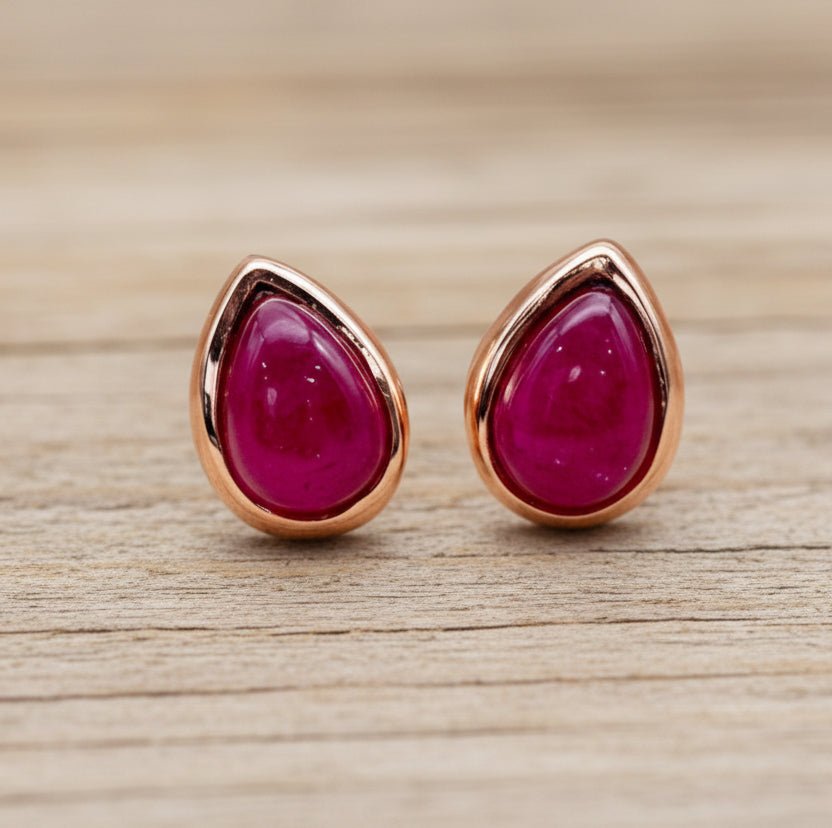 rose gold january birthstone garnet earrings by Australian jewellery brands indie and harper