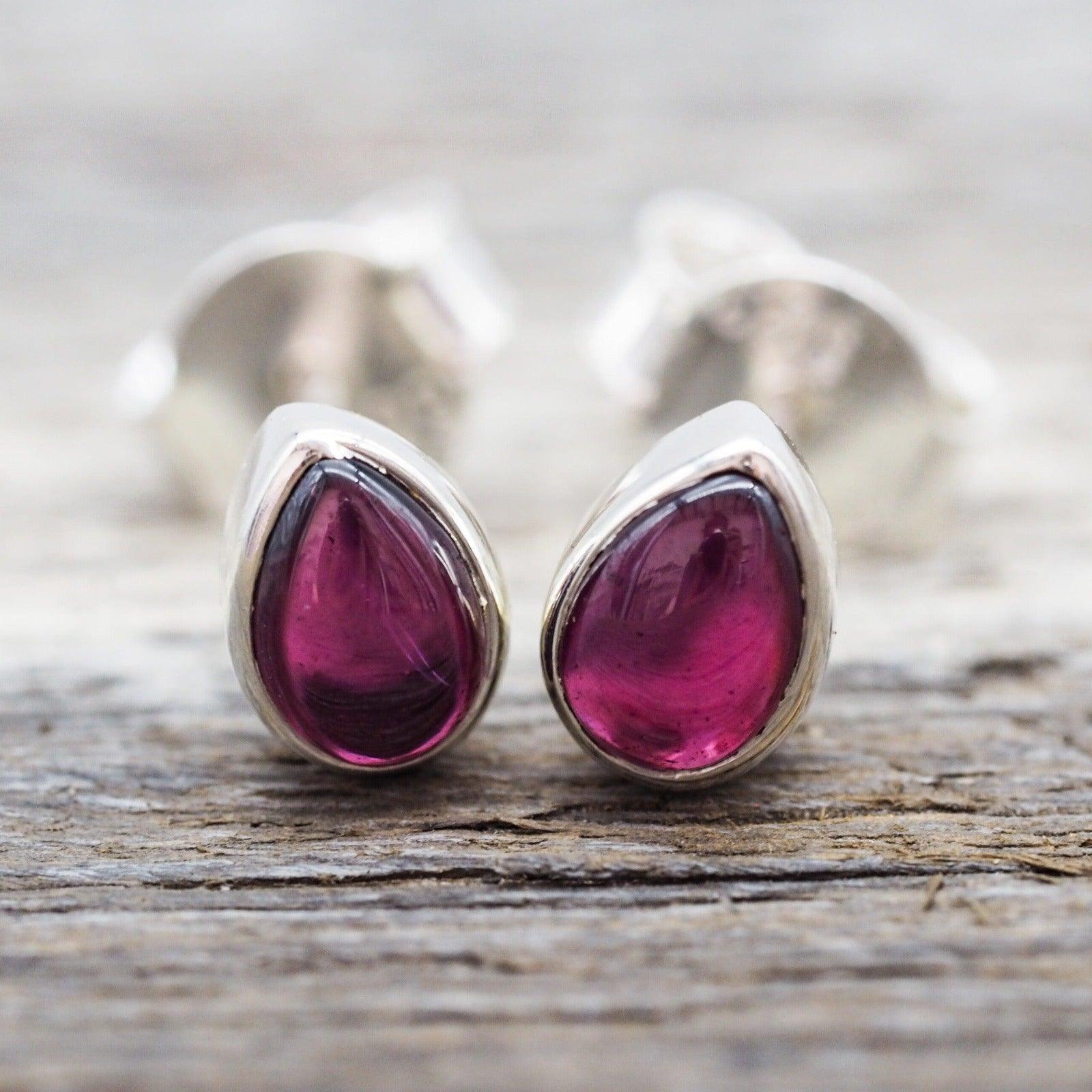 silver january birthstone garnet earrings by Australian jewellery brands indie and harper