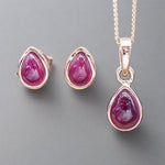 rose gold July Birthstone ruby earrings and ruby necklace by indie and harper australia